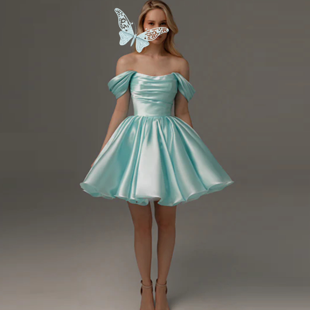 Aquamarine Cocktail Homecoming Dresses with Detachable Straps Strapless Graduation Dress Birthday Party Prom Formal Evening Gowns