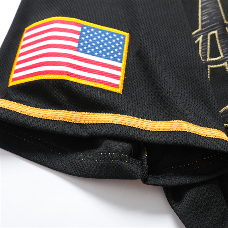 Men's 1 America Trump Embroidered Black Salute To Service Baseball Jersey Shirts Uniform Jerseys Shirt Baseball Button Down Shirt Gifts for Men