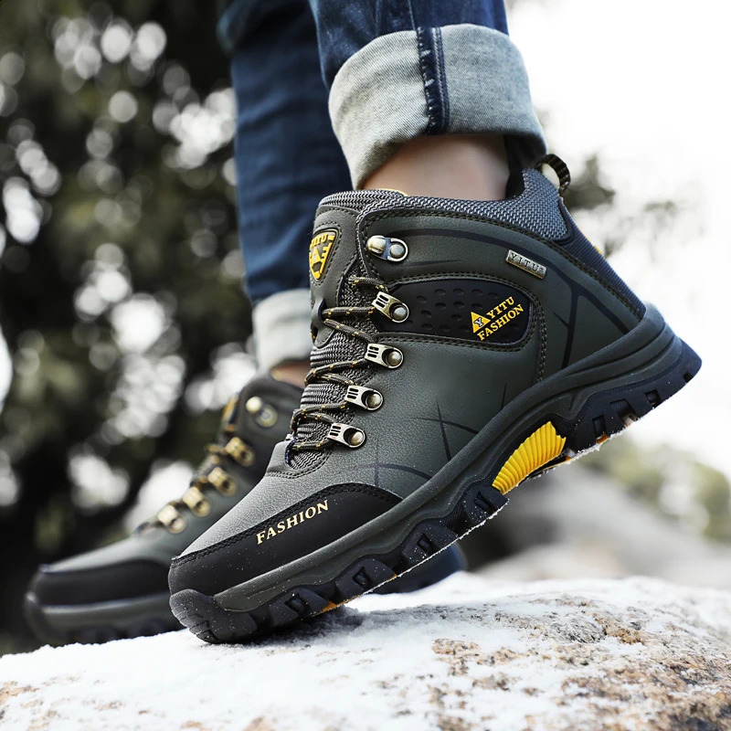 Men Winter Snow Boots Waterproof Leather Sneakers Super Warm Mens Boots Outdoor Male Hiking Boots Work Shoes Size 39-47 240904