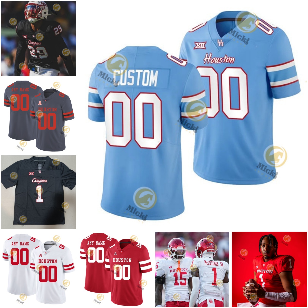 2024 BIG-12 Tank Dell Clayton Tune HoustonCougars Football jersey ED OLIVER Marquez Stevenson Andre Ware Wilson Whitley Greg Ward Case Keenum Custom jerseys