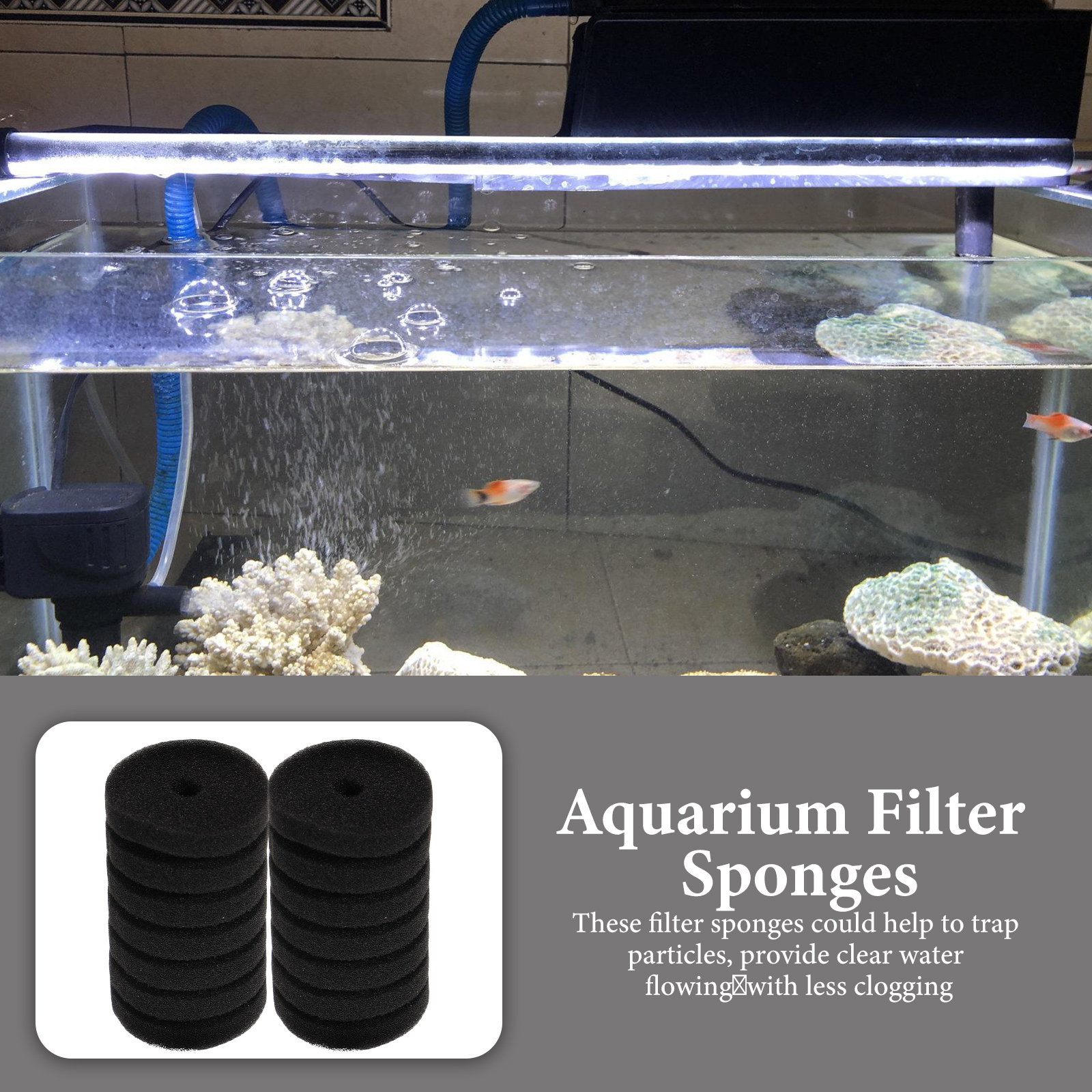 4pcs Aquarium Filter Sponge Fish Tank Filter Sponge Aquarium Air Pump Replace Sponge Pre-filter Sponge
