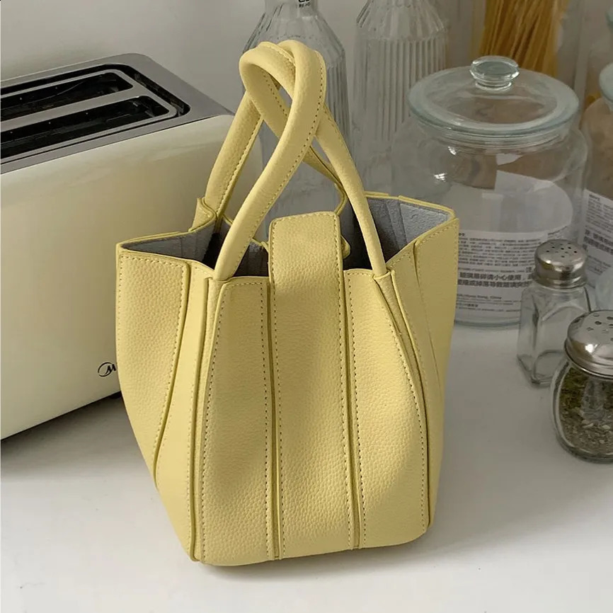 Fashion folding womens bucket bag PU leather shoulder ner cross body messenger handbag 240910