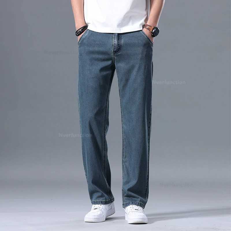 Lyocell Pants Mens 2024 Summer Clothes Ultra Thin Fashion Casual Pants Male Baggy Drape Straight Denim Trousers W250612