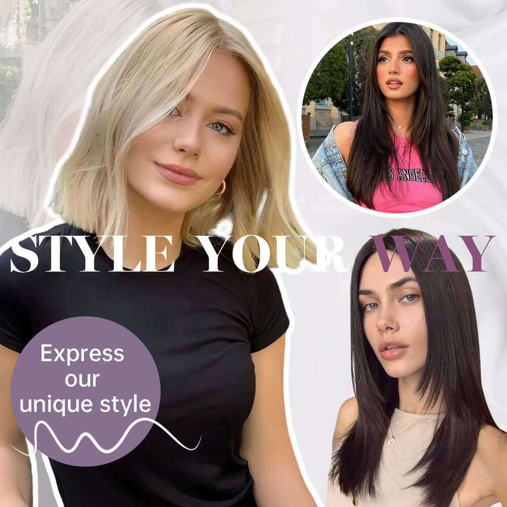 14 Inch Ombre Blonde Layered Topper Bangs Women Synthetic Toppers Swiss Base With 3 Clips For Thinning Hair