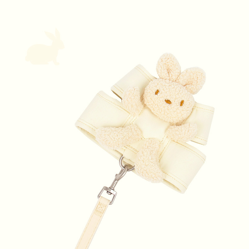 Vest Style Dog Harness and Leash Set,Dog Walking Leash Pet Harness with Cute Rabbit Decoration Small Dog Teddy Bear Cat Supplies