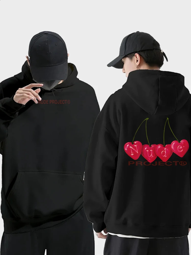 Fashion Hoodie Cherry Nude Project Printed n Roupas Masculinas Harajuku Neutral Pullover Hoodies Clothes 240910
