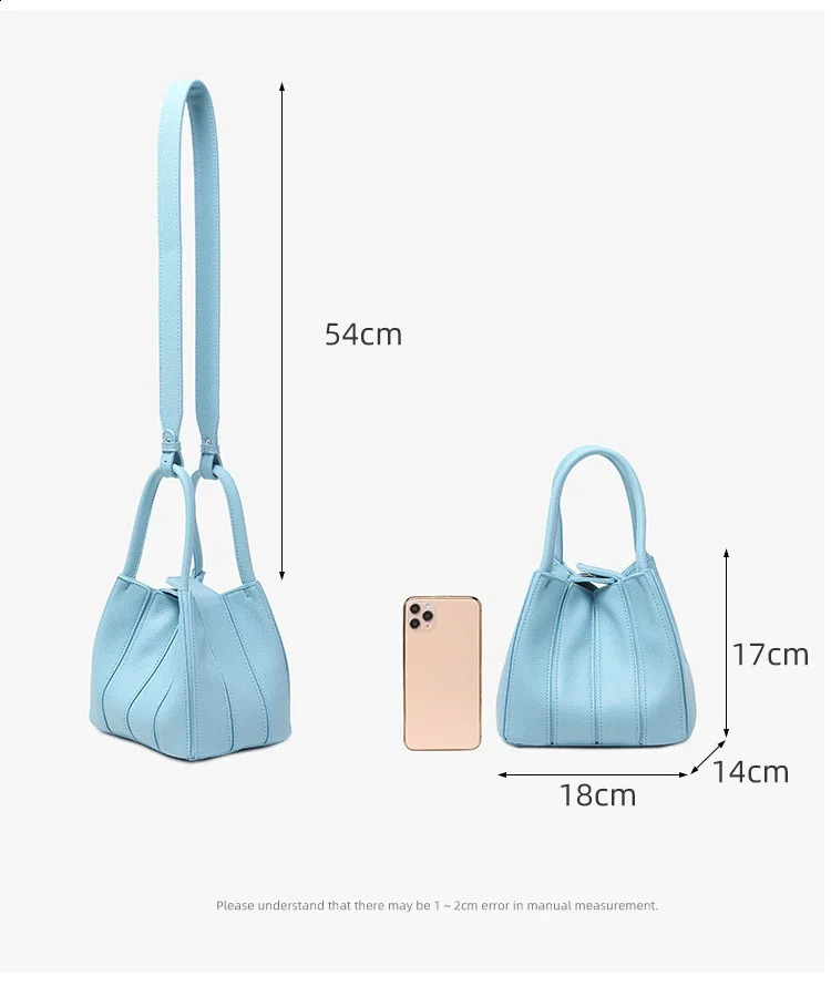 Fashion folding womens bucket bag PU leather shoulder ner cross body messenger handbag 240910