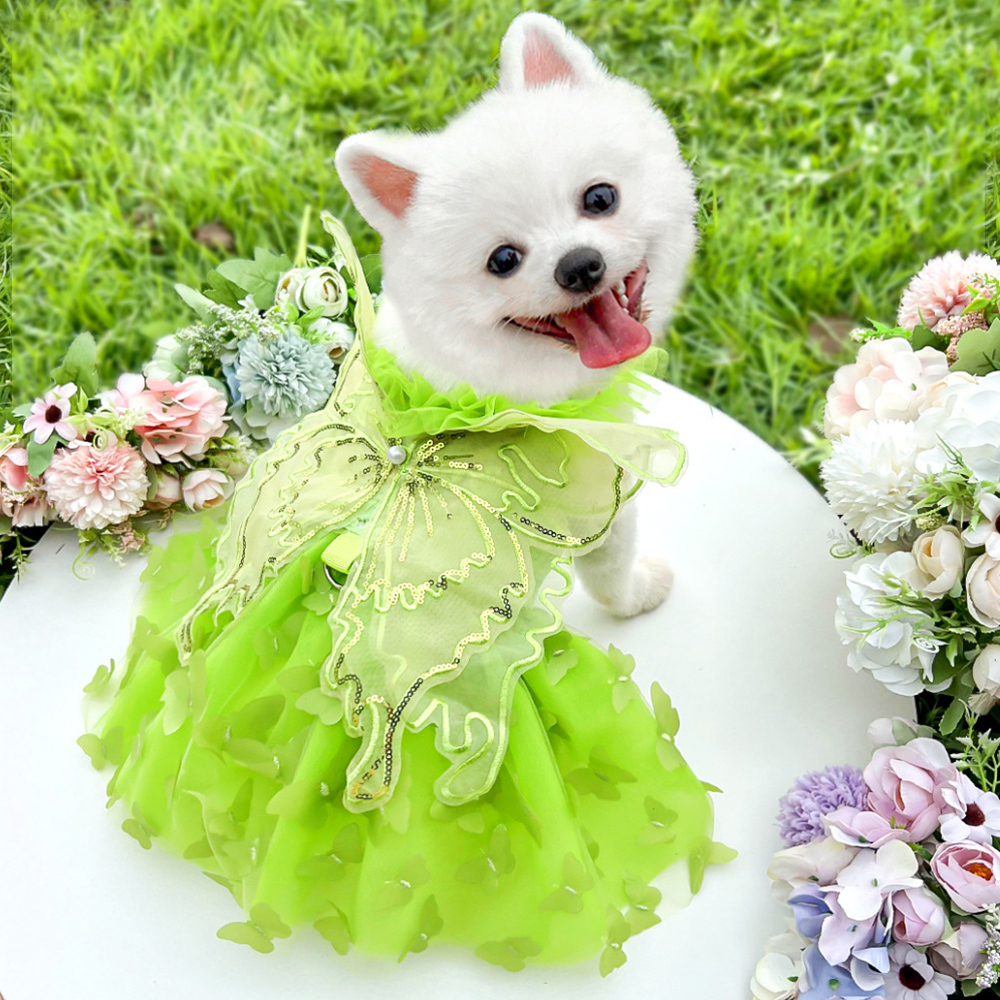 Luxury Girls Dog Weeding Dress Summer 7 Colors Bowtie Princess Dog Clothes D-Ring Cat Prom Dresses For Small Dogs Bichon Skirt