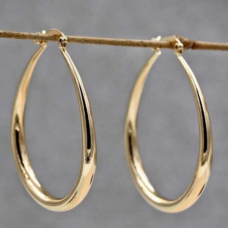 Shine Gold Color Women Earrings Fashion Smooth Hoop Earrings for Women Engagement Wedding Jewelry GiftX240912