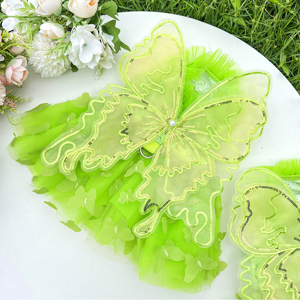 Luxury Girls Dog Weeding Dress Summer 7 Colors Bowtie Princess Dog Clothes D-Ring Cat Prom Dresses For Small Dogs Bichon Skirt