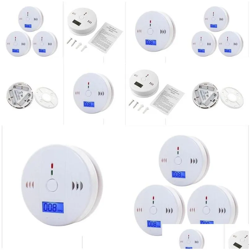 wholesale Carbon Analyzers Wholesale Co Monoxide Tester Alarm Warning Sensor Detector Gas Fire Poisoning Detectors Lcd Display Security Survei 123