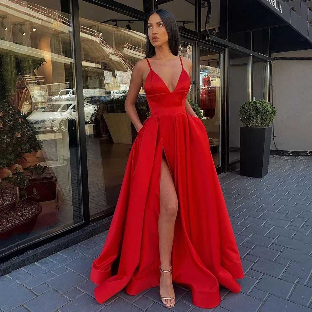 Elegant Stap V Neck High Waist Corset Slit Party Cocktail Maxi Dress Graduation Long Robe Gown Women Sexy Summer Evening DressX2409