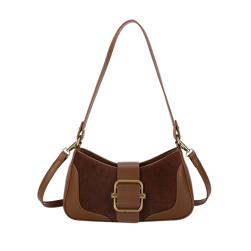 Korean version contrasting underarm for women 2024 autumn and winter new fashion handbag shoulder diagonal cross saddle bag