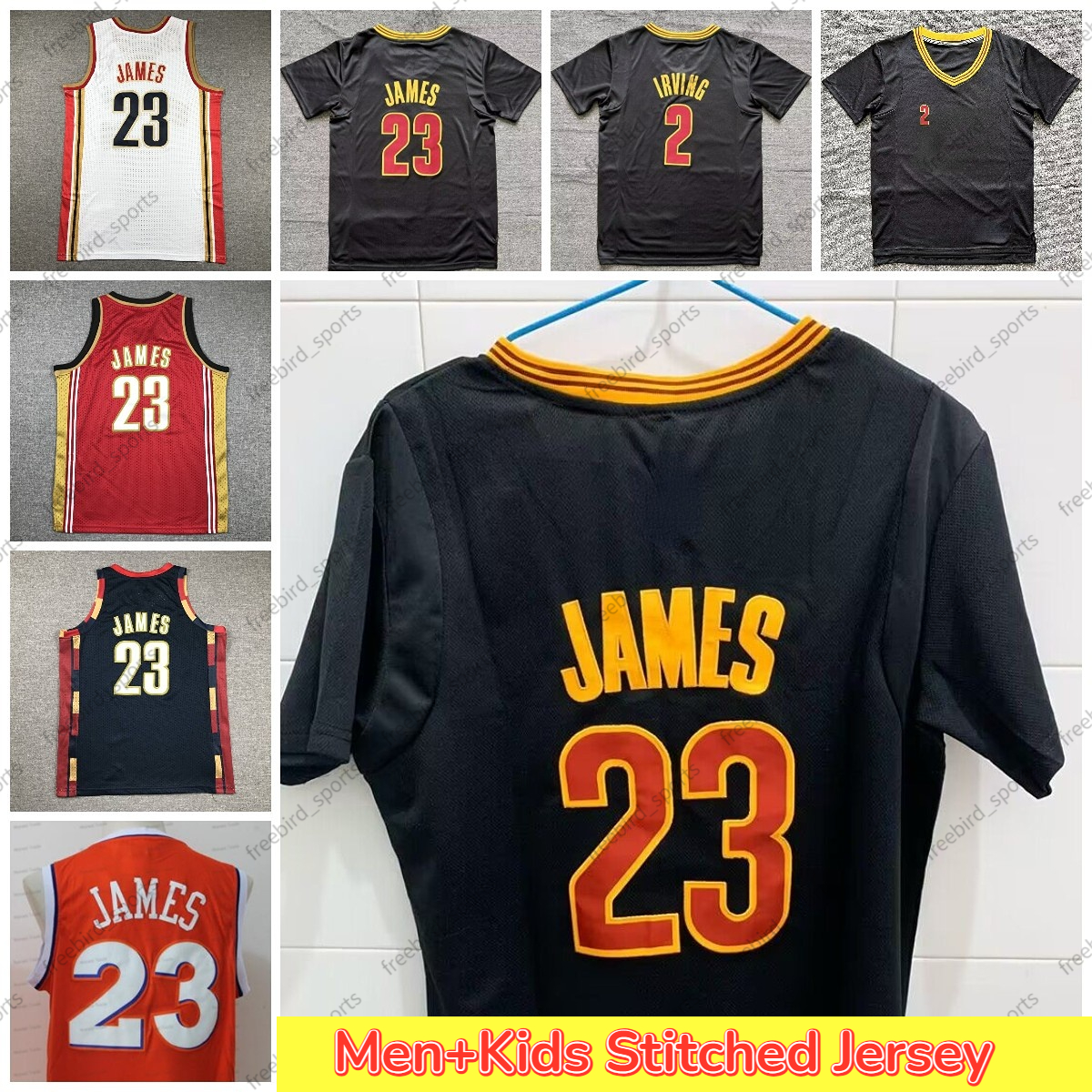 Kyrie Irving James Jersey Retro Men's Basketball Shirt - Vintage Red & Black Short Sleeves #23 #2