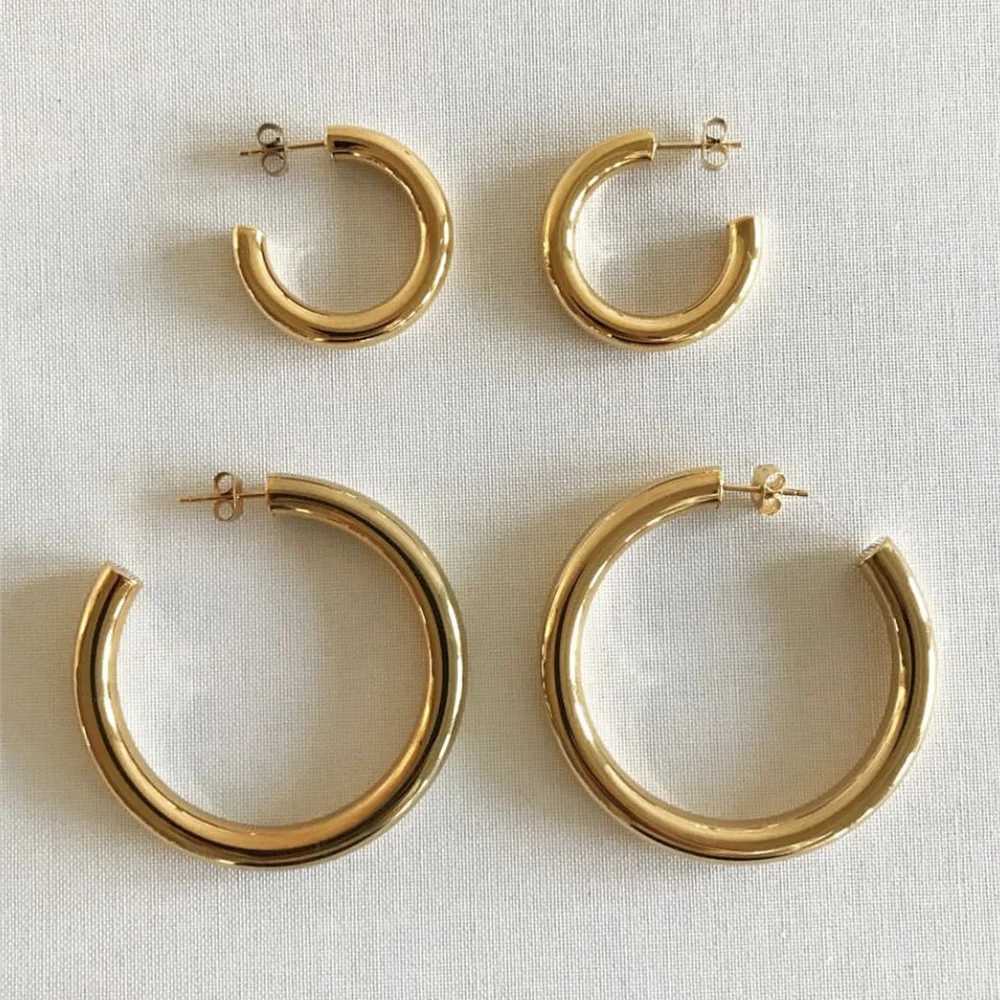30/40/50mm Classic Stainless Steel Ear Buckle Big Earrings for Women Trendy Gold Color Large Hoop Earring Jewelry AccessoriesX240912