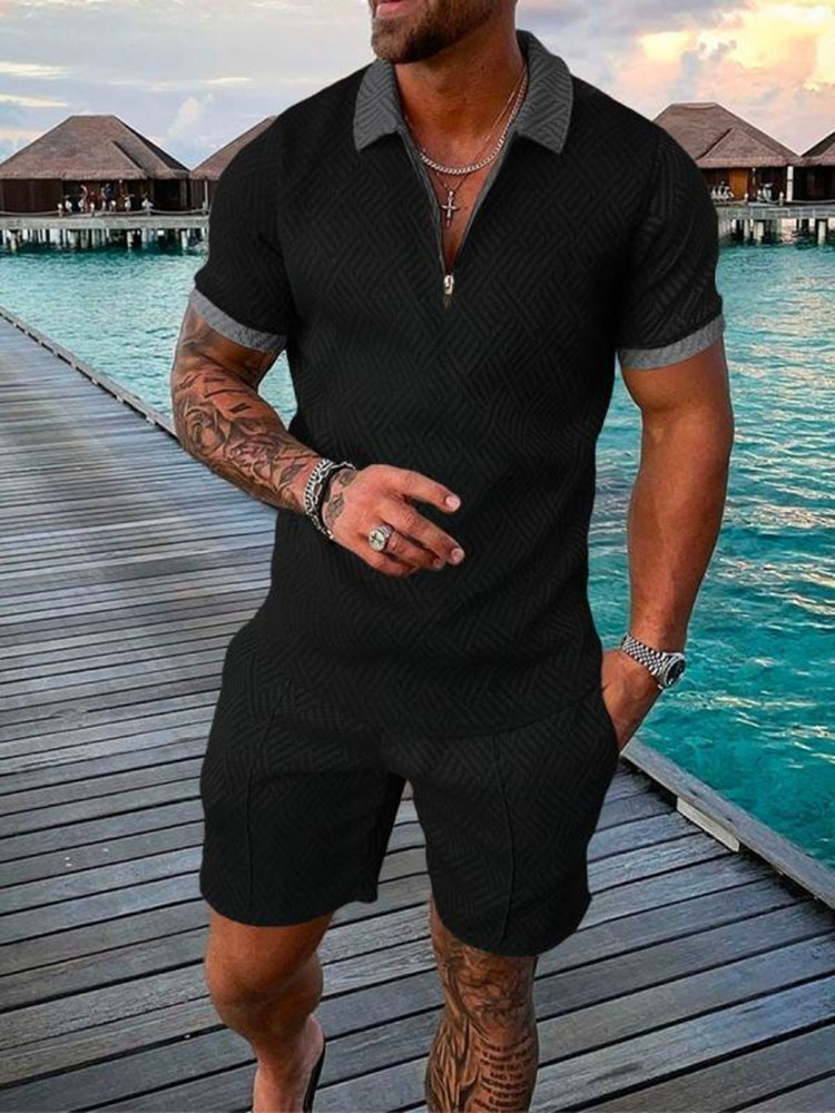 High quality Mens tracksuit polo fashion golf running jogging street sportswear Two Summer Piece Shorts Tracksuits Set For Men Sport Printing fashion 