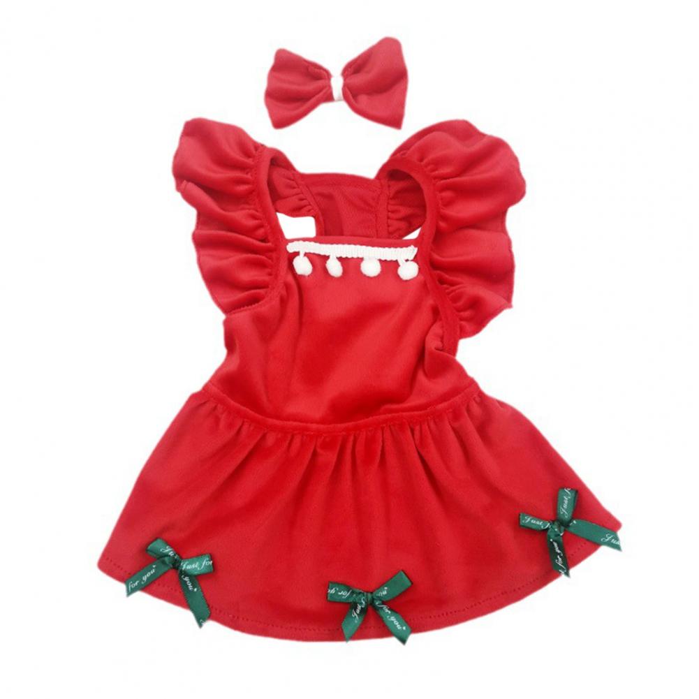 1 Set Pet Dress Christmas Dog Costume Elegant Red Skirt With Bow Headdress Cat Princess Dress Pet Supplies