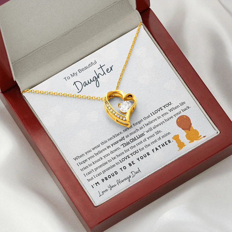 To My Daughter Gift Love You Heart Pendant Necklace Fashion Jewelry Women Girl Gifts Birthday Silver Gold Color Necklaces 240910