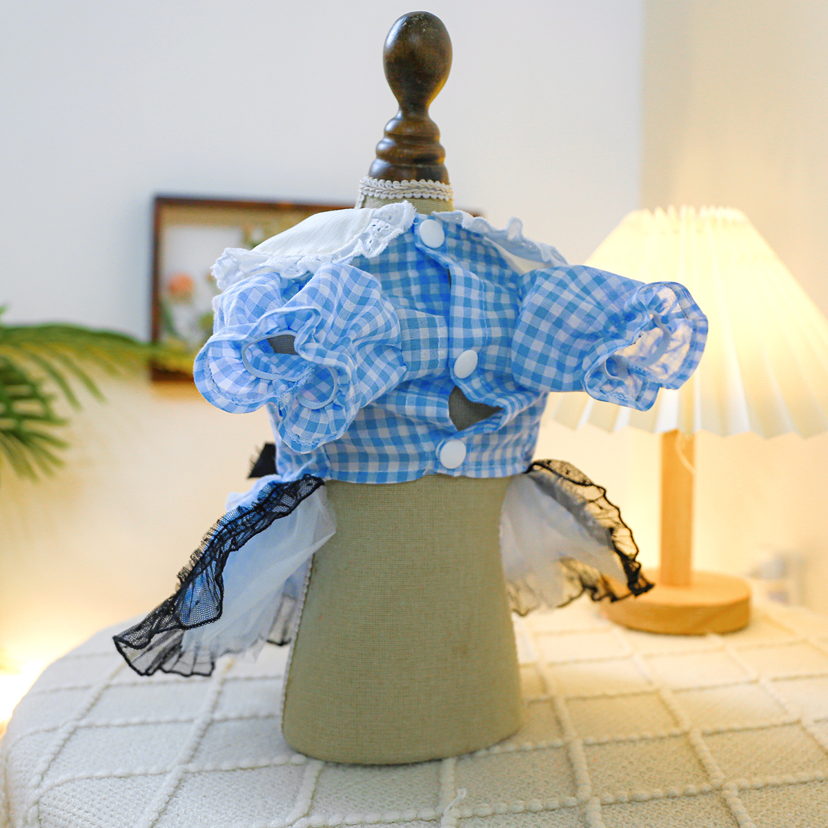 1PC Pet Clothing Cat Spring/Summer Blue Lolita Strap Princess Dress Traction Buckle Suitable for Small and Medium sized Dogs