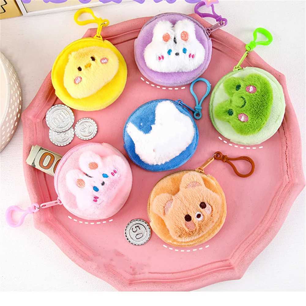 Carto Animal Boys Plush Coin Purse Children Zipper Coin Bags Storage Pouch Cute Animals Wallets Women Mini Handbag Kid GiftXJ241111