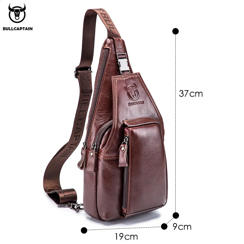 Bullcaptain Mens Genuine Leather Luggage Mens Multi functional Earphones Jack Luggage Casual Messenger Luggage Mens Luggage 240907