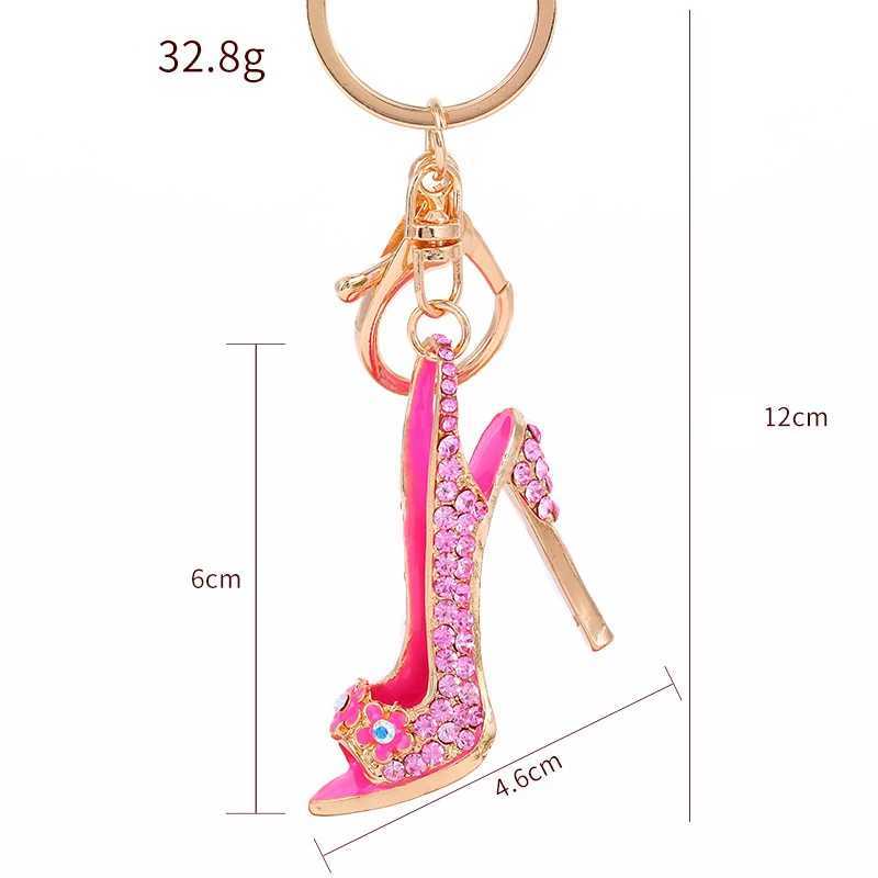 Creative highheeled shoe shape keychain luxury rhinestone crystal shoe keychain suitable for women and girls handbag mobile phone pendant jewelry acce