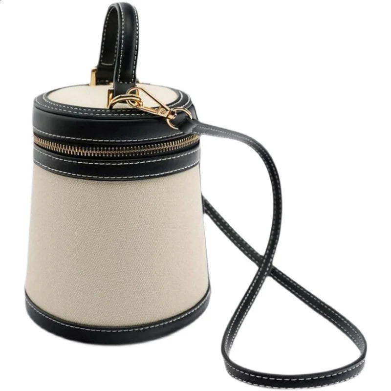 Casual canvas bucket shaped womens handbag ner shoulder cross bag small clutch flap 240910