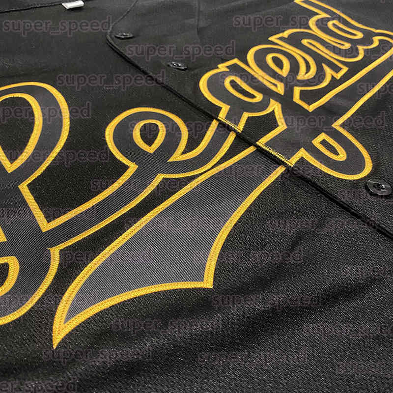 Men Legends Gold Black Baseball Jersey Stitched Front 8 and Back 24 Jerseys Bryant Button Down Short Sleeves Shirts Sports Uniform