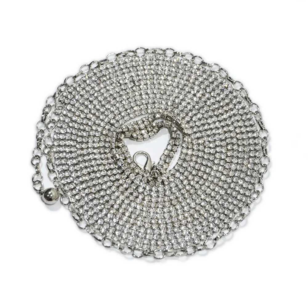 Warm silver long water diamond chain belt wrapped waist chain X250410