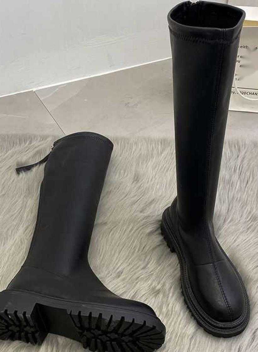 Milk Tea Colored Martin Boots Soft Leather Long Boots Thick Soled Fashion Boots Womens New Style With Small Knees Short Boots Look Thin 240826