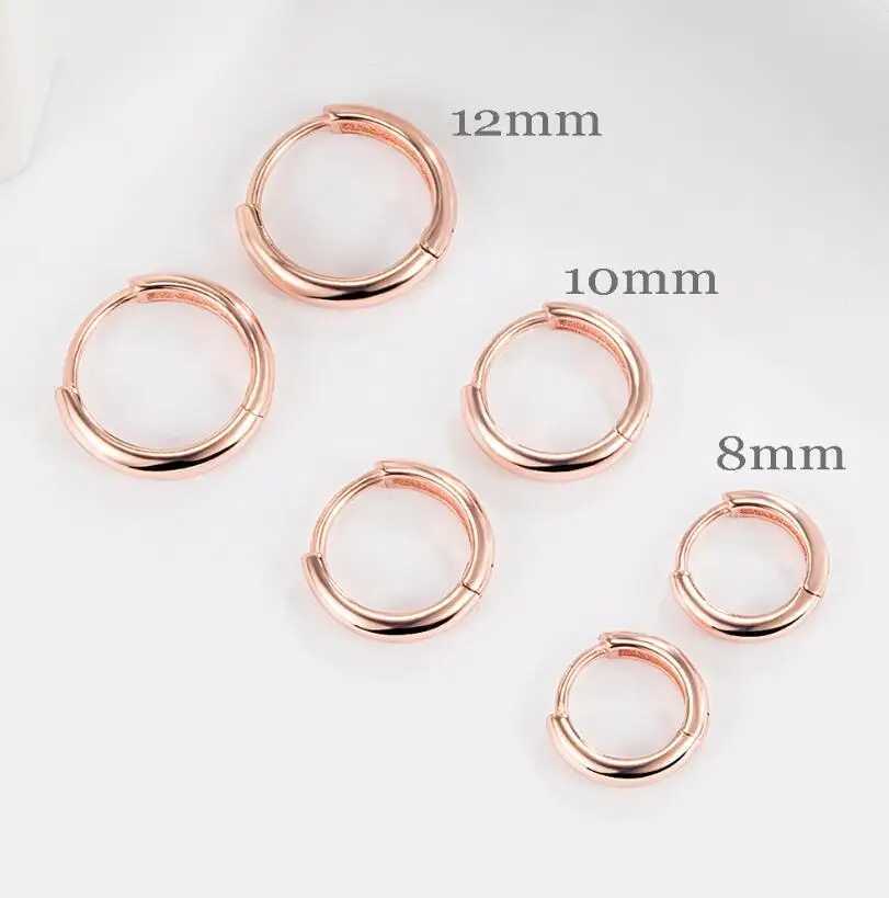 5 Sizes 925 Sterling Silver Simple Stackable Circle Ear Buckles Classic Basic Gold Color Hoop Earrings For Women JewelryX2409