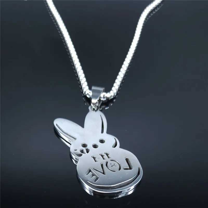 Kpop Lil Peep Rabbit Sad Love Couple Pendant Necklace Mens Stainless Steel Music Chain Jewelry Necklace Fans N4209 W240911