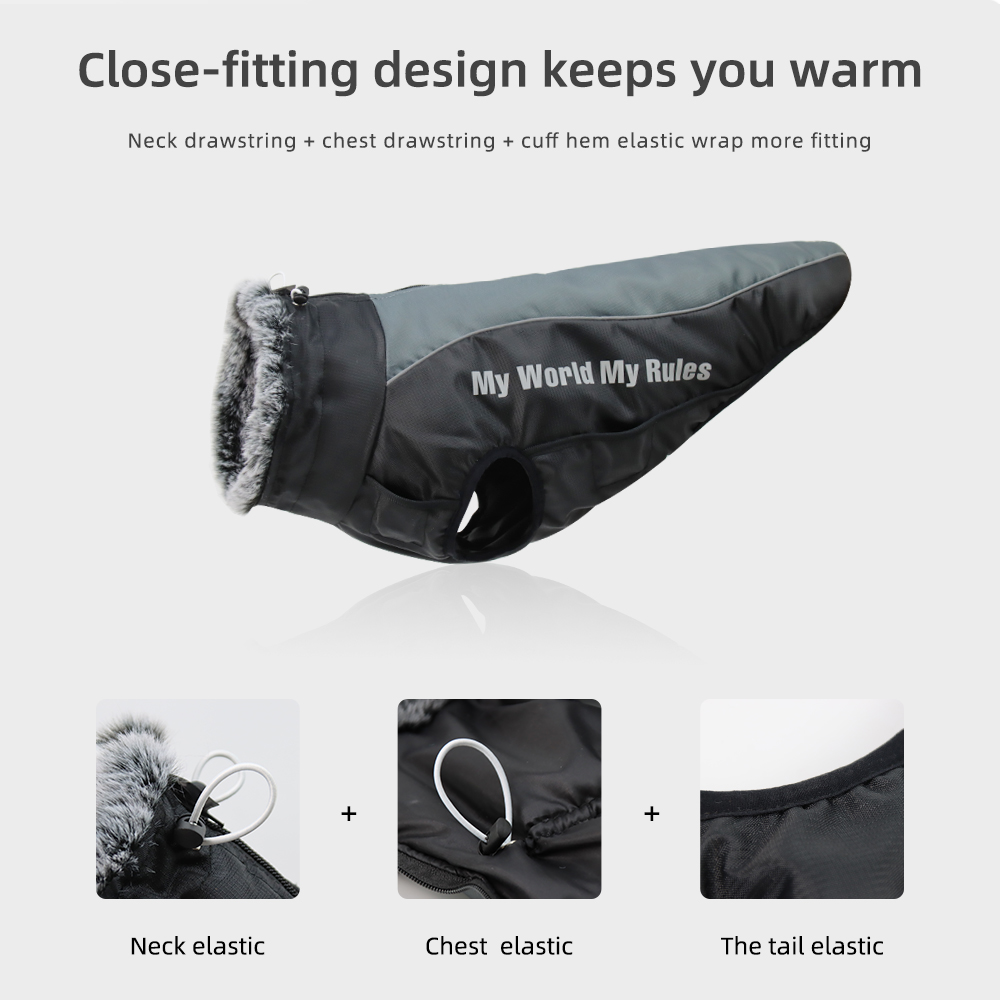 Windproof Dog Winter Coat, Reflective Dog Cold Weather Coat Winter Jacket for Medium & Large Dogs Pet Warm Clothing Wind Breaker