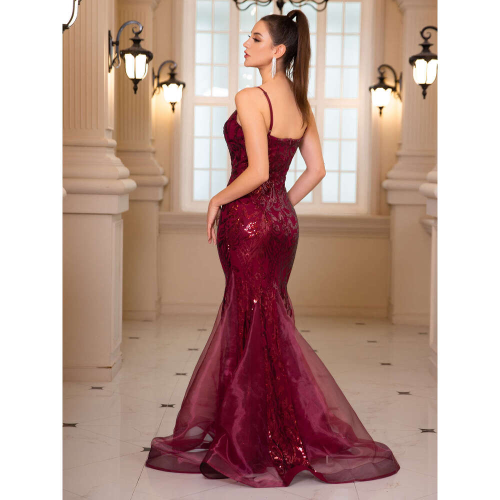 Sleeveless V Neck Sequined Mermaid White Party Dress Backless Or Length Evening Prom Gown