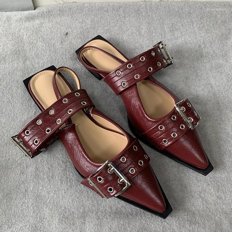 Dress Shoes Roman Female Big Size 43 Elegant Low Heels Sandals Women Slides Beach Shallow Black Mules Pointed Toe Ladies