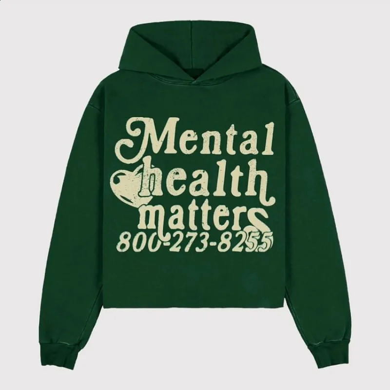 Mental Health Matters Graphic Print Pullover Hoodie Men Y2K Autumn Long Sleeves Vintage Oversize Sweatshirt Streetwear Women Top 240910