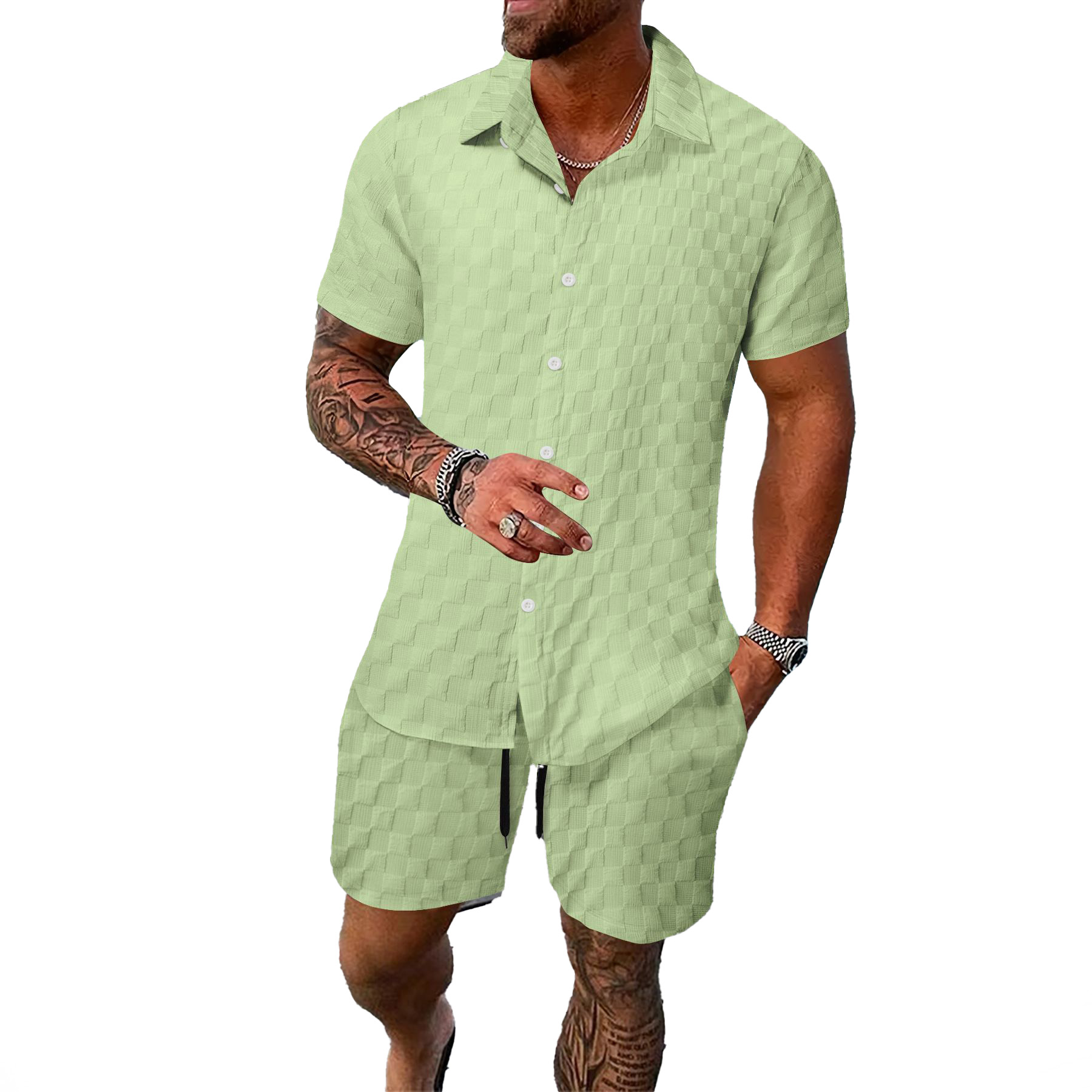 men Casual Dresses polo tracksuit shirts and shorts summer Classic vintage Checkered Plaid suits Fashion designer clothes Luxurious short sleeves trac