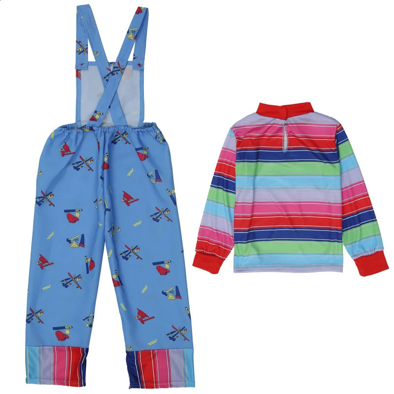 Movie Chucky Costume Halloween Kids Jumpsuit Scary Jumpsuit Scary Halloween Horror Cosplay Giveaway Scar Stickers 240912 - view 6