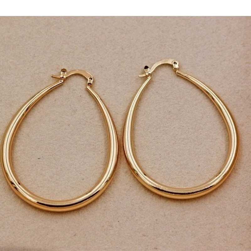 Shine Gold Color Women Earrings Fashion Smooth Hoop Earrings for Women Engagement Wedding Jewelry GiftX240912