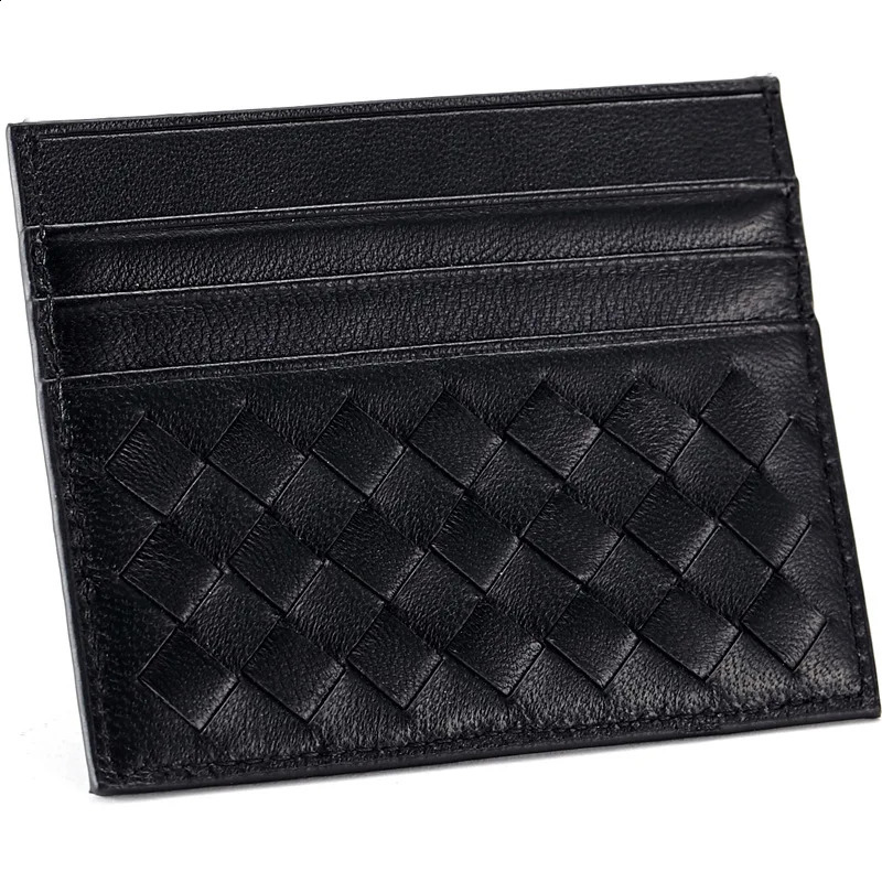 Alirattan Ultra Thin Sheepskin Card Case Portable For Women Multi Slot Bus Card Bag Mens Woven Certificate Bag Wholesale 240912