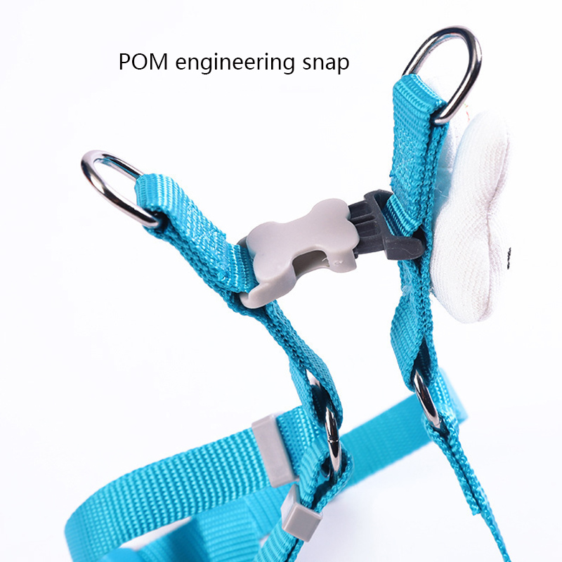 Cat Harness and Leash Set with Bunny Decoration Adjustable Cute Pet Harness with Matching 120cm Webbing Leash for Pets Traveling