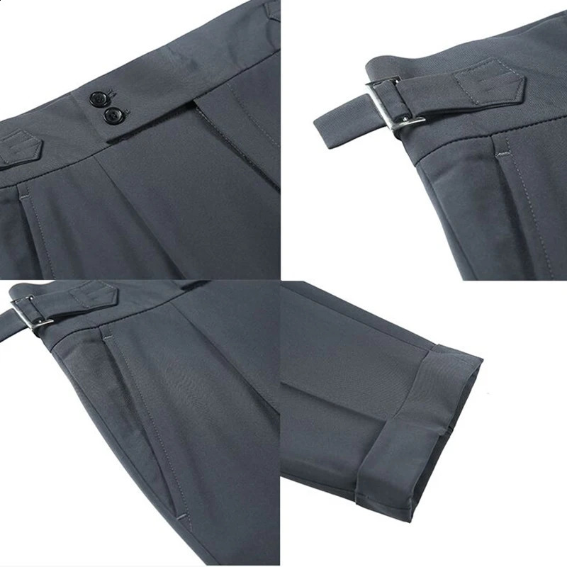 Mens y button down pocket set pants casual solid color straight highend elegant dress Chinese Year 240912