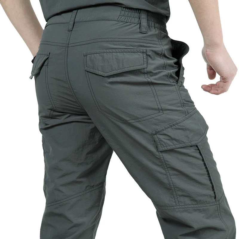 Mens summer tactical cargo pants lightweight casual waterproof Trousers wearresistant multi pocket outdoor hiking 240912