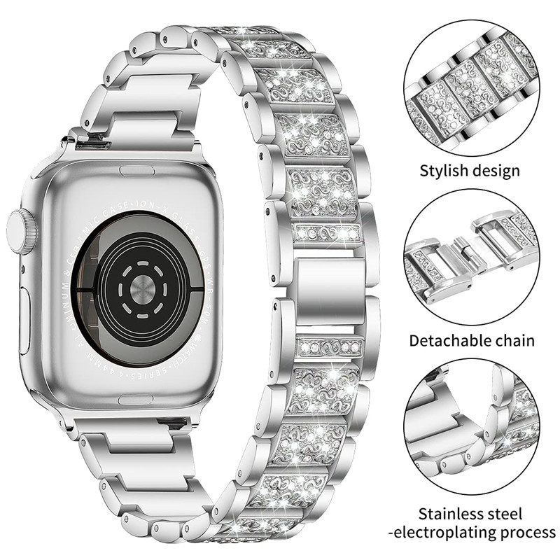 Jewelry Diamond watches case with apple watch strap 49 45mm 41mm 44mm 42mm 40mm Charm Designer Bracelet Watch Band fashion Rhinestone watchbands 9 8 7