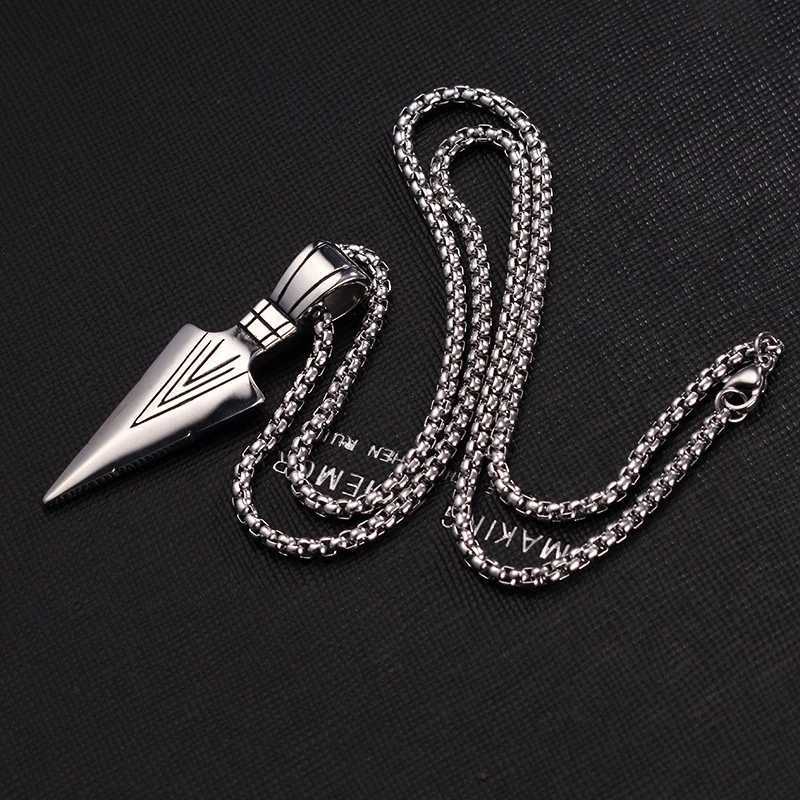 Hot Fashion Feather Mens Pendant Necklace Punk Retro Stainless Steel Box Chain Necklace Mens Jewelry Gift W240911