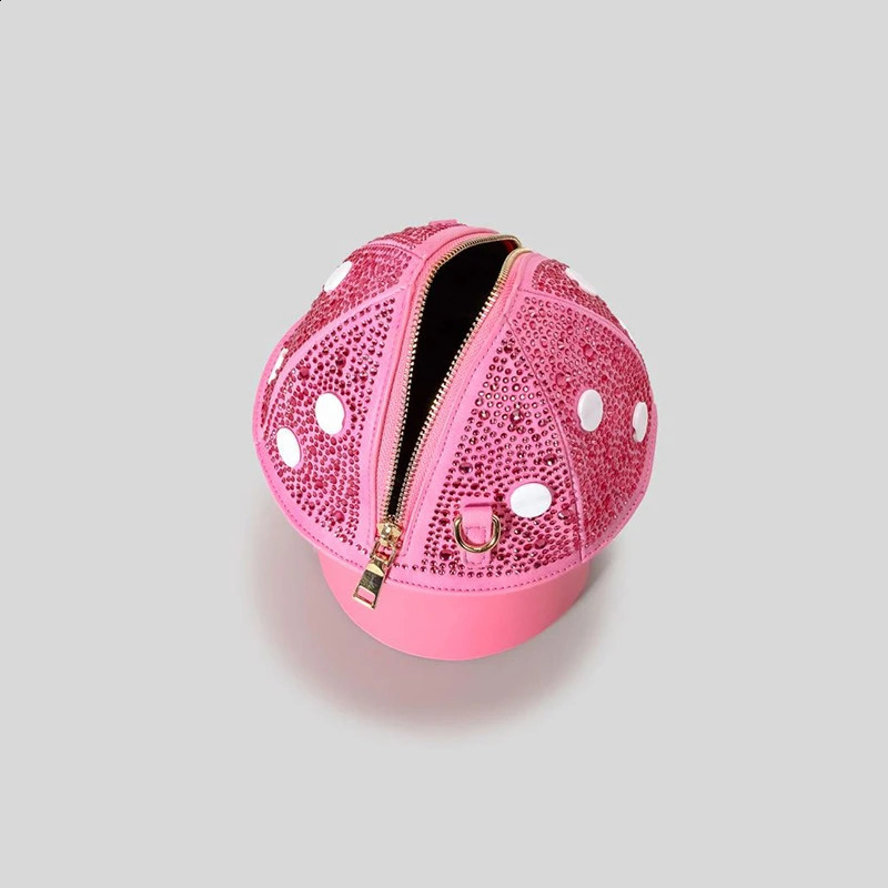 Funny Diamond Mushroom Crossbody Bag Creative Cute Pu Women Shoulder Bags Y2K Messenger Bag Small Purse for Girls 240907