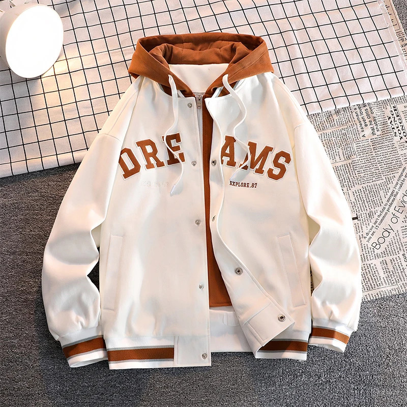 High quality school team baseball uniform jacket mens autumn trend full set of student hooded jacket plus large jacket womens 240909