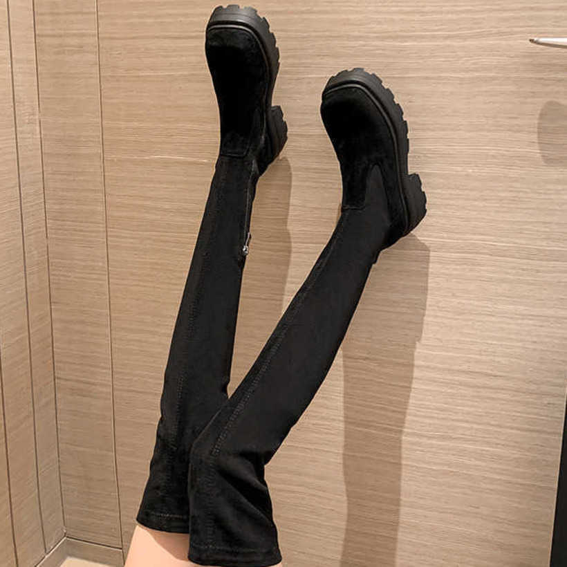Thick Soled Knee Length Fashion Boots For Women With Thin Boots The Legs Large Circumference Thick Legs And Thick Mm High Boots 240826