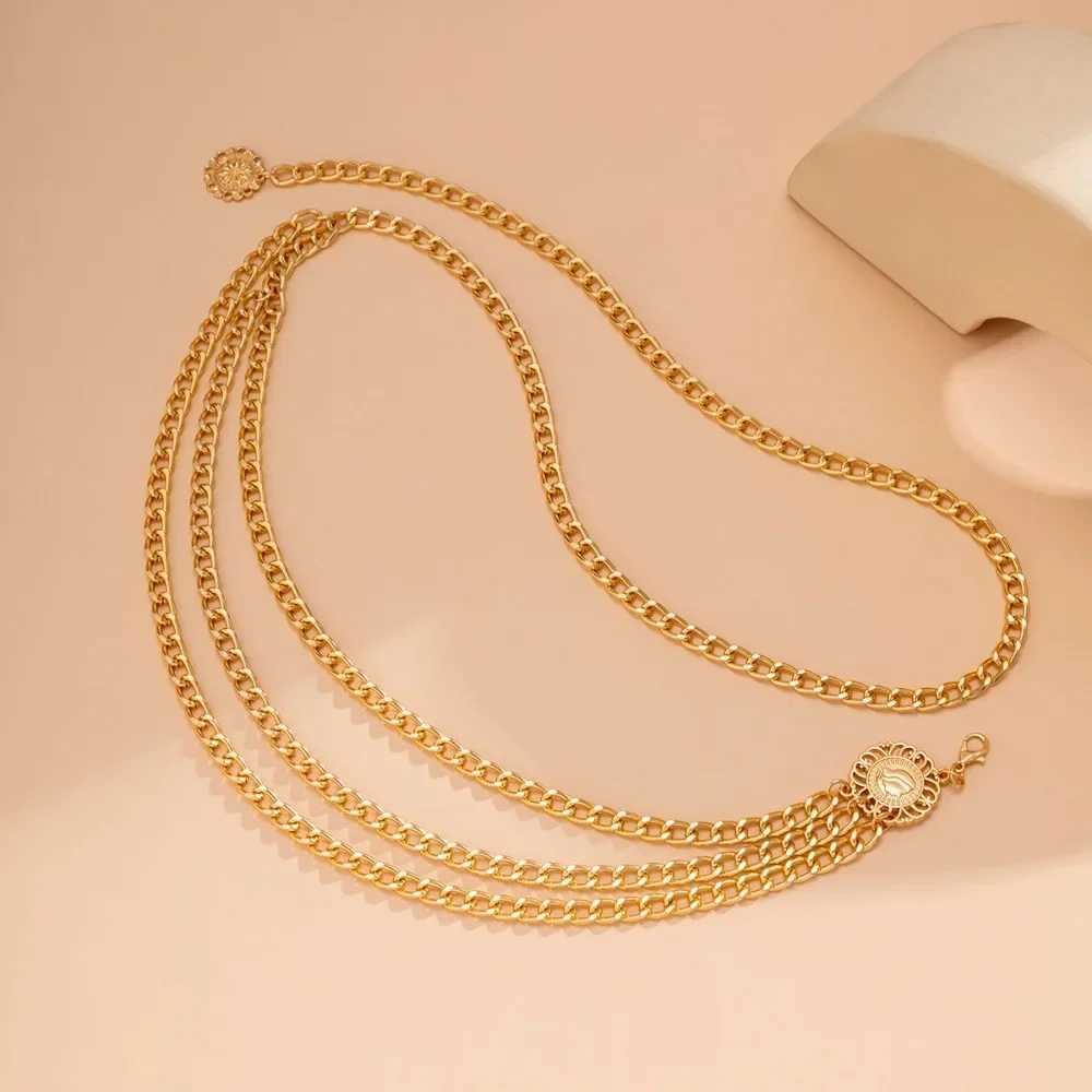 Boho Sexy Wen Fashion Belt Hip High Waist Gold Silver Narrow Metal Body Chain Block Edge New X250410