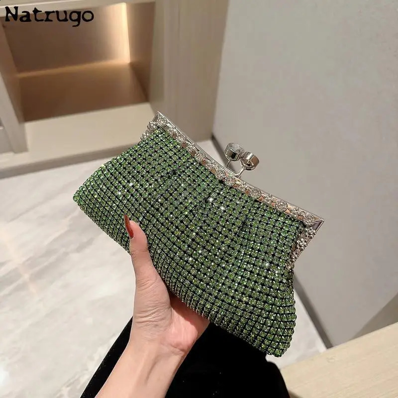 Womens elegant party y rhinestone clutch bag wedding wallet dance handbag womens shoulder cross body 240910